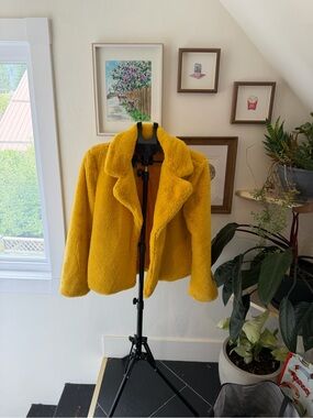 Yellow Faux Fur Jacket - Women